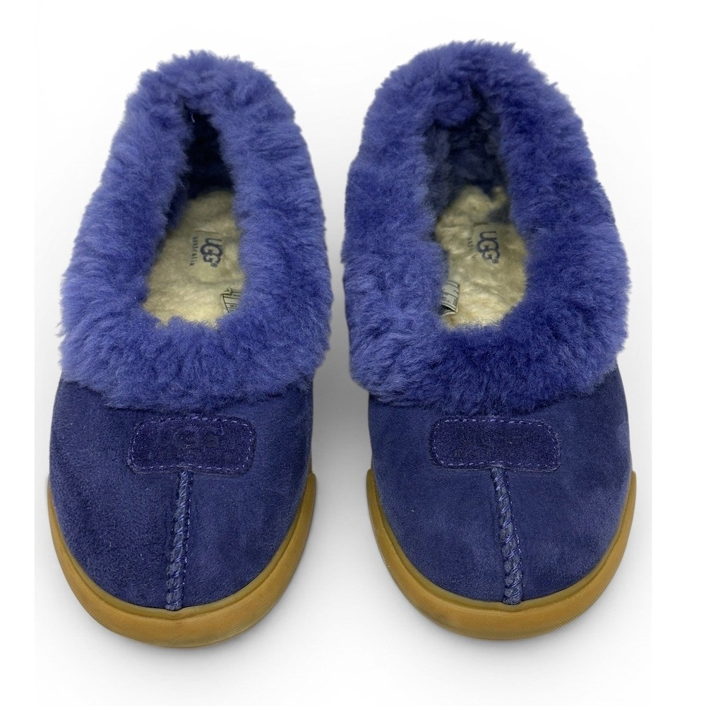 UGG Slippers Purple Suede Shearling Fur Lining‎ Gum Sole 1871 Size 7 Womens